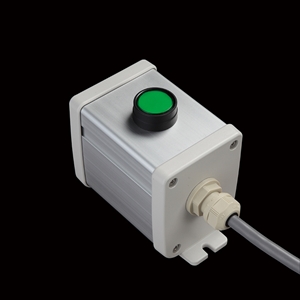 SBOX-64x80-照光式押ボタン（丸形）1点/IDEC製付-1m配線済(防水1点キャップ)
