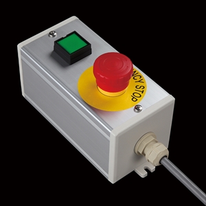 SBOX-80x80(D)-照光式非常停止+押ボタン/IDEC製付-1m配線済