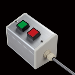 SBOX-85x95(D)-照光式押ボタン（角形）2点/IDEC製付-1m配線済