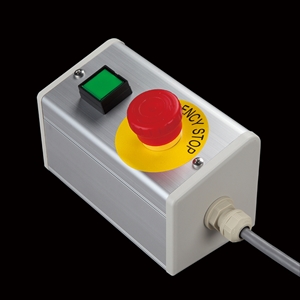 SBOX-85x95(D)-照光式非常停止+押ボタン/IDEC製付-1m配線済