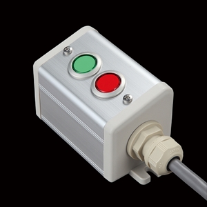 SBOX-50x57(D)-照光式押ボタン（丸形）2点/IDEC製付-1m配線済