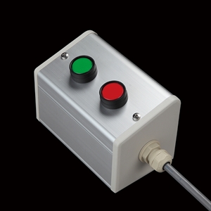SBOX-85x95(D)-照光式押ボタン（丸形）2点/IDEC製付-1m配線済