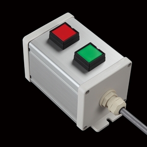 SBOX-80x80-照光式押ボタン（角形）2点/IDEC製付-1m配線済