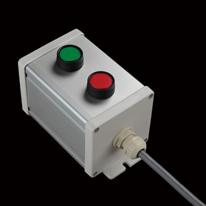 SBOX-80x80-照光式押ボタン（丸形）2点/IDEC製付-1m配線済