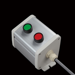 SBOX-85x95(N)-照光式押ボタン（丸形）2点/IDEC製付-1m配線済