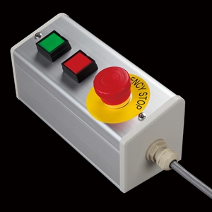 SBOX-85x95(D)-照光式非常停止+照光式押ボタン2点/IDEC製付-1m配線済