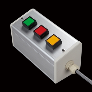 SBOX-85x95(D)-照光式押ボタン（角形）3点/IDEC製付-1m配線済