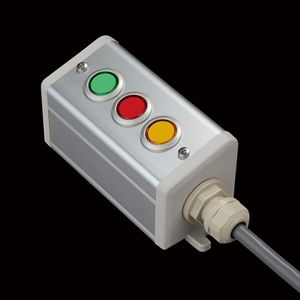 SBOX-50x57(D)-照光式押ボタン（丸形）3点/IDEC製付-1m配線済