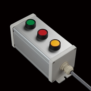 SBOX-80x80-照光式押ボタン（丸形）3点/IDEC製付-1m配線済