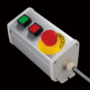SBOX-85x95(N)-照光式非常停止+照光式押ボタン2点/IDEC製付-1m配線済