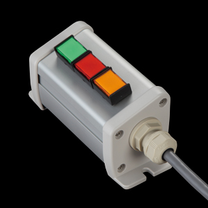 SBOX-50x57(N)-照光式押ボタン（角形）3点/IDEC製付-1m配線済