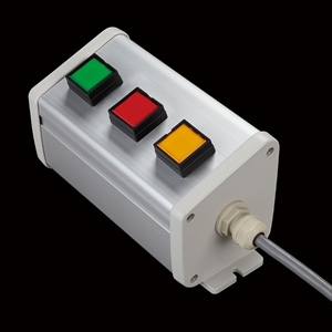 SBOX-85x95(N)-照光式押ボタン（角形）3点/IDEC製付-1m配線済