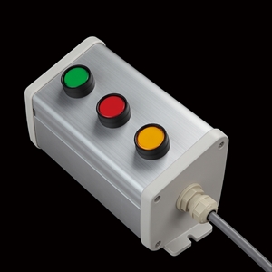 SBOX-85x95(N)-照光式押ボタン（丸形）3点/IDEC製付-1m配線済