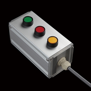 SBOX-80x80(U)-照光式押ボタン（丸形）3点/IDEC製付-1m配線済
