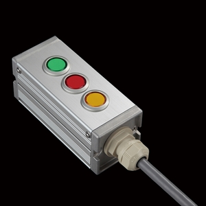 SBOX-45x45(U)-照光式押ボタン（丸形）3点/IDEC製付-1m配線済