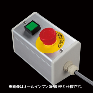 SBOX-85x95(D)-照光式非常停止+押ボタン/IDEC製付-配線なし