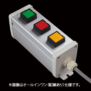 SBOX-64x80-照光式押ボタン（角形）3点/IDEC製付-配線なし(防水1点キャップ)