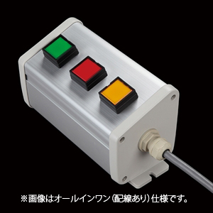 SBOX-85x95(N)-照光式押ボタン（角形）3点/IDEC製付-配線なし