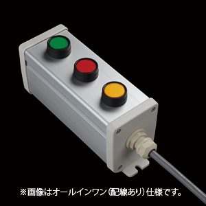 SBOX-64x80-照光式押ボタン（丸形）3点/IDEC製付-配線なし(防水1点キャップ)