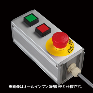 SBOX-80x80(U)-照光式非常停止+押ボタン2点/IDEC製付-配線なし