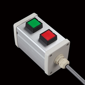 SBOX-64x80-押ボタン（角形）2点/IDEC製付-1m配線済(防水ノーマルキャップ)
