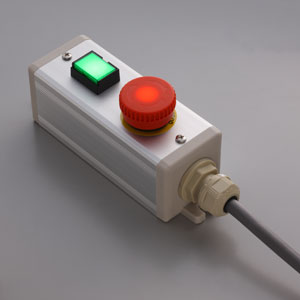 SBOX-45x45(D)-照光式非常停止+照光式押ボタン/富士電機製付-1m配線済