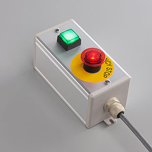 SBOX-80x80(D)-照光式非常停止+照光式押ボタン/富士電機製付-1m配線済