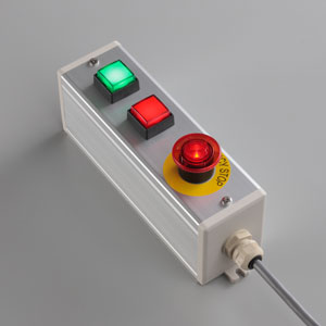 SBOX-64x80(D)-照光式非常停止+照光式押ボタン（角形）2点/富士電機製付-1m配線済