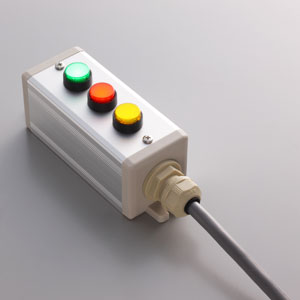 SBOX-45x45(D)-照光式押ボタン（丸形）3点/富士電機製付-1m配線済