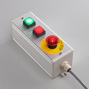SBOX-80x80(D)-照光式非常停止+照光式押ボタン（角形）2点/富士電機製付-1m配線済