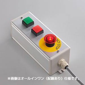 SBOX-80x80(D)-照光式非常停止+押ボタン（角形）2点/富士電機製付-配線なし