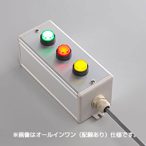 SBOX-80x80(D)-照光式押ボタン（丸形）3点/富士電機製付-配線なし