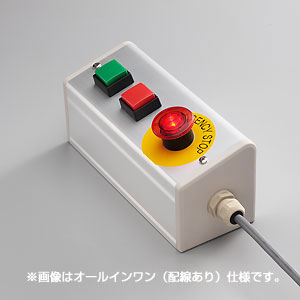 SBOX-85x95(D)-照光式非常停止+押ボタン（角形）2点/富士電機製付-配線なし