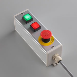 SBOX-64x80(D)-非常停止+照光式押ボタン（角形）2点/富士電機製付-1m配線済