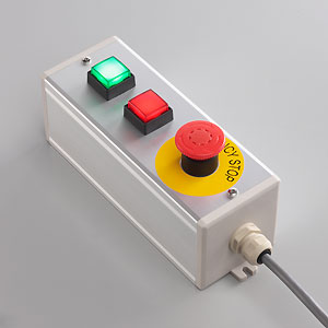 SBOX-80x80(D)-非常停止+照光式押ボタン（角形）2点/富士電機製付-1m配線済