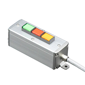 SBOX-45x45(F)-照光式押ボタン（角形）3点/オムロン製付-3m配線済