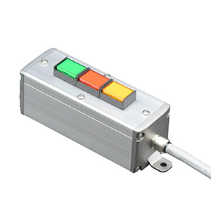 SBOX-45x45(F)-押ボタン（角形）3点/オムロン製付-3m配線済