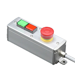 SBOX-45x45(F)-照光式非常停止+照光式押ボタン2点/IDEC製付-3m配線済