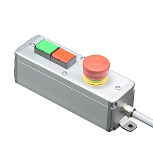 SBOX-45x45(F)-非常停止+押ボタン2点/IDEC製付-3m配線済